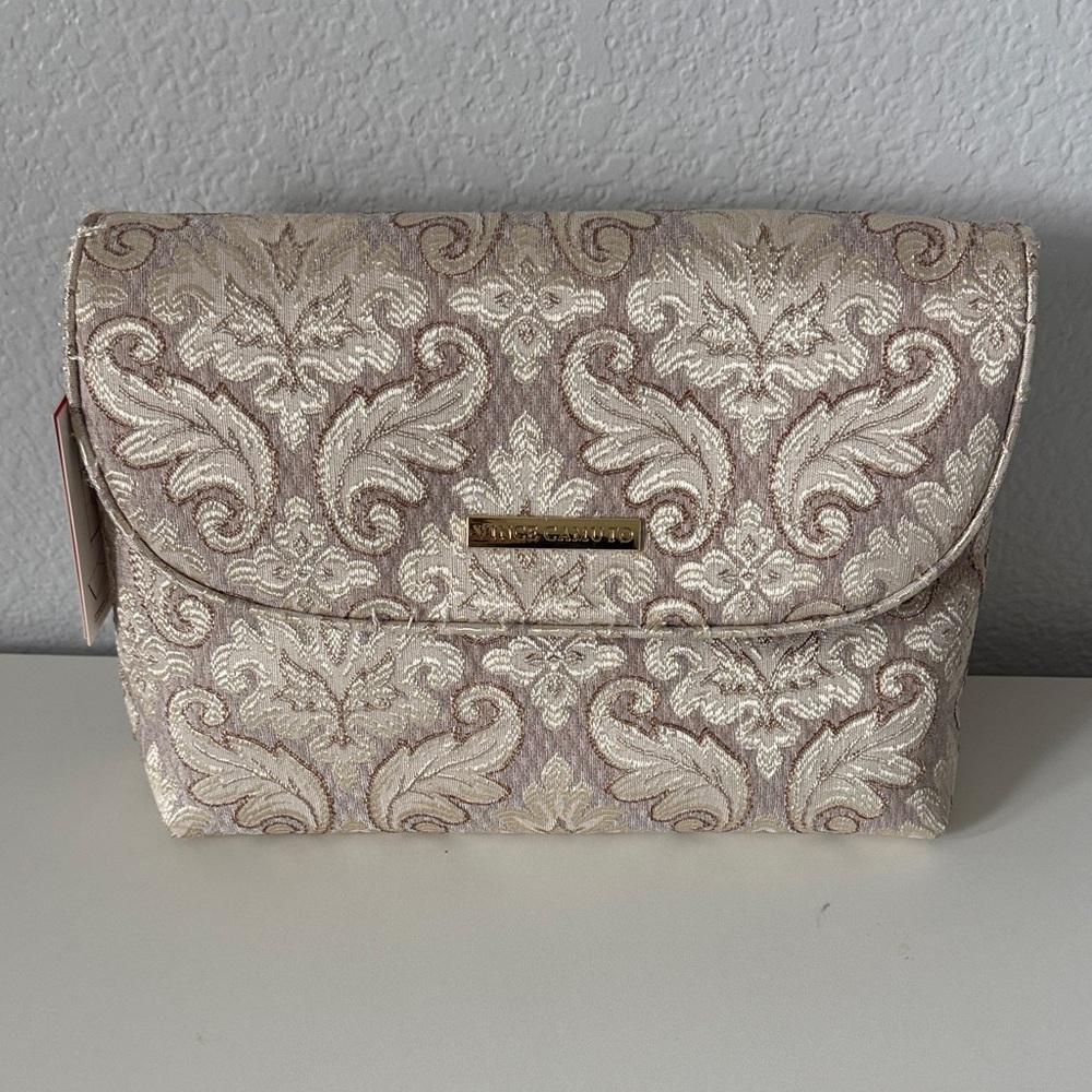 Elegant Cream and Gold Patterned Clutch